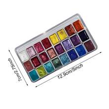 24 Colors Pearl Watercolor Paint Set - Vibrant Solid Packaging, Suitable For Chinese Painting, Thangka Calligraphy And Color Art Creation, Suitable For Professional Art Use, Glitter Watercolor Paints - 24 colour sunset - View 9