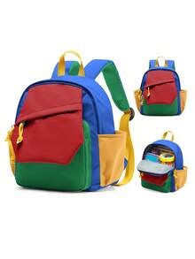 轻便儿童背包，多口袋设计，可爱儿童背包，配有可调节肩带，男女通用，适合学前班、幼儿园、小学低年级学生，防水旅行包，适合户外、露营、旅行、通勤、上学等场合，有3种颜色可选。 - 彩色 - 查看 9