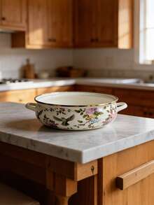 1pc Vintage Floral Enamel Shallow Pot, Suitable For All Seasons, With Gold-Rimmed Double Handles/Handleless Design, Multifunctional Cookware For Home And Commercial Use (Can Be Used As Soup Pot, Stew Pot, Instant Noodle Pot), Ideal For Holiday Gatherings, Family Dinners, And A Great Gift For Friends And Family On Holidays Or Birthdays. - Multi-colored 22CM Ruyi Basin - View 8