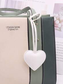 1pc Customized Engraved Logo Leather Heart-Shaped Strap, Minimalist Bag Charm, Car Keychain, Apparel Accessory, Couple Backpack Pendant - Multicolor - View 6