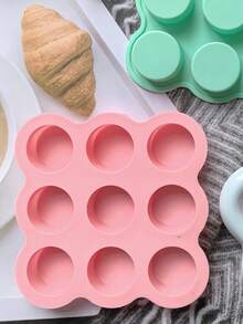 1pc 9-Cavity Round Silicone Chocolate Cookie Mold, Mini Cake Silicone Baking Mold, Candy Mold, Dishwasher , For Baking Mini Cakes, Chocolates, Cookies