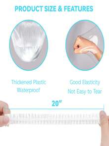 100pcs Disposable Shower Caps-Multi-Purpose Thickening Elastic Bath Cap Plastic Waterproof Clear Shower Cap Bath Shower Caps Women Spa,Men Hair Caps,Home Use,Hotel And Hair Salon, Travel. - Clear - View 4