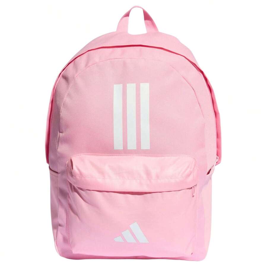Adidas Three-Stripe Streamlined Logo Polyester Backpack, Women's Pink.
