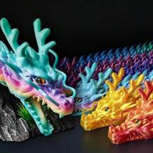 超大尺寸3D打印龙摆件 - 张嘴 - 关节可活动 - 适用于水族箱、书桌和桌面 - 奇幻装饰 - 送给龙爱好者的理想生日礼物 - 逼真可动龙雕像（60厘米/23.62英寸） - 60cm/23.62in - 查看 3