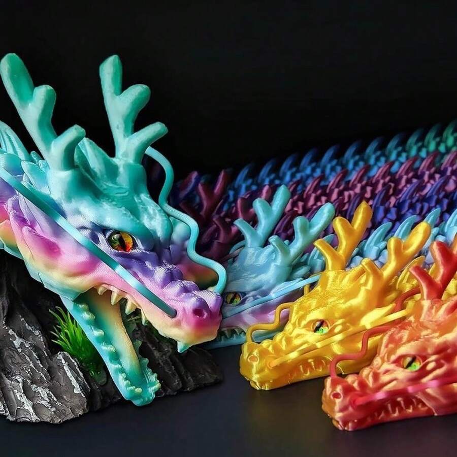 Oversized 3D Printed Dragon Decoration - Open Mouth - With Movable Joints For Posing - Suitable For Aquariums, Desks, And Desktops - Fantasy Decoration - Ideal Birthday Gift For Dragon Lovers - Realistic Moving Dragon Statue (60cm/23.62 Inches) - 60cm/23.62in - View 1