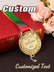 Customizable Gold Trophy And Medal - Personalized Medals, Gold Trophies, Sports Trophies, Sports Gifts, Custom Trophies, Children's Competition Medals, Sports Event Marathon Commemorative Plaques, Suitable As Children's Encouragement Gifts, For Awards Ceremonies, Competitions, Offices, Schools And Other Occasions - Multicolor - View 4