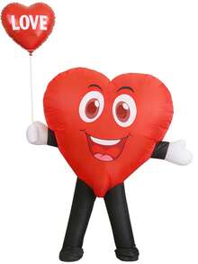 1 Set Adult Inflatable Heart Shaped Costume, Full Body Jumpsuit Fancy Dress, Inflatable Party Toy Mascot Costume, Suitable For Role Play Party, Valentine's Day Confession, Halloween, School Opening Ceremony, Extracurricular Activities, Festivals, Proposal - Red - View 6