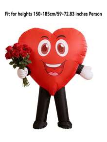 1 Set Adult Inflatable Heart Shaped Costume, Full Body Jumpsuit Fancy Dress, Inflatable Party Toy Mascot Costume, Suitable For Role Play Party, Valentine's Day Confession, Halloween, School Opening Ceremony, Extracurricular Activities, Festivals, Proposal - Red - View 14