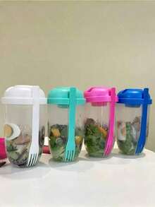 1 Fat Loss Salad Cup, Oat Salad Cup, Yogurt Cup With Spoon Lid, Milk Low Fat Weight Loss Healthy Mason Cup, Portable Slimming Cup, Salad Shaker With Fork - Portable Breakfast Cup, Yogurt, Milk And Other Healthy Lunch Containers, Picnic Lunch Salad Cup, Fitness Low Fat Vegetable Salad Bowl, Portable Fruit And Vegetable Milk Cup, Kitchen Supplies, Kitchen Tools, Back To School Supplies, Suitable For Office Use - White - View 10