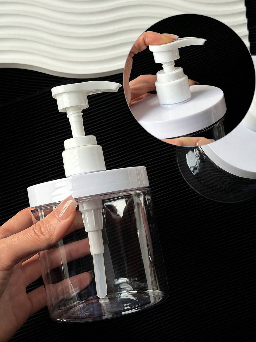 500ml Large Capacity Pump Dispenser Bottle, Transparent Lotion Bottle, Hand Wash, Body Wash, Shampoo, Wide Mouth Refillable Container