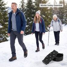 1Pair Ice Cleats Non-Slip 7 Teeth Spikes For Shoes Universal Fit Size 30-45 Winter Walking Hiking Snow - Black - View 3