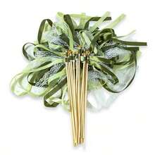 10/20pcs Ribbon Wands With 3-Layer Lace Ribbon And Golden Bells, Party Wands, Party Favor Ribbon Sticks, Magic Fairy Wands, Suitable For Wedding Decoration (Green), Best Gift, Wedding Decor, Home Decor, Room Decor, Bridal Shower Birthday Graduation Decoration, Party Decor, Bachelorette Party Decor - Green - View 1