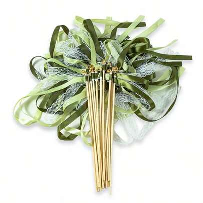 10/20 stuks lintstokjes met 3-laags kantlint en gouden belletjes, feeststokjes, lintstokjes als feestcadeautjes, magische feeënstokjes, geschikt voor bruiloftsdecoratie (groen), beste cadeau, bruiloftsdecoratie, huisdecoratie, kamerdecoratie, decoratie voor vrijgezellenfeest, verjaardag of afstuderen, feestdecoratie, decoratie voor vrijgezellenfeest