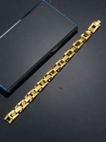 One Piece 22.0cm Length Stainless Steel 316L Watches Chain Design Bracelet For Men'S 2026 Party Gift - Gold - View 2