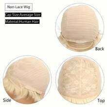 6 Inch Pixie Cut Wig Human Hair For Black Women-Short Blonde Straight Human Hair Wigs With Bangs-Non Lace Full Machine Made Rose Net Cap - S613 - View 7