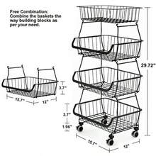 BRIAN And DANY 4 Tier Vegetable Storage Rack Stackable Fruit Vegetable Stand With Lockable Casters And 5 S-Hooks For Kitchen Pantry Bathroom Garage - 4TIER - View 2