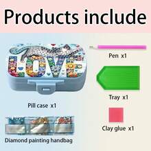 1pc/10pcs Ladybug Pattern Diamond Painting Kit Square Pill Box, 6-Compartment Mini Portable Travel Medicine Storage Box, Suitable For Outdoor Sports, Business Trips Or Handbag Medicine Storage, Vitamin Multi-Grid Organizer, Waterproof Unique Holiday Gift, Birthday, Mother's Day, Christmas, New Year, Valentine's Day, Easter - YQS006 - View 11