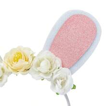 Diadema de conejito de Pascua para mujer, diadema de conejo con purpurina, corona floral, aro para el cabello, accesorio de fiesta - Rosa - Ver 7