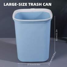 1pc Large 676-Ounce Trash Can - Nordic Minimalist Style, Durable Plastic, Rectangular Design With Polished Finish, Open-Top Lid, Ideal For Home, Kitchen, Living Room, And Bathroom Use, Bathroom Trash Can|Minimalist Trash Can|Durable Plastic Can, Trash Can For Bathroom - Xám - Xem 9