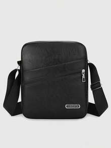 1pc Solid Color Men's Shoulder Messenger Bag, Suitable For Daily Business Commute, Student Backpack, Teenagers, High School And College Students, Practical And Fashionable Men's Messenger Bag, Shoulder Bag, Side Bag, Student Supplies, Autumn Courier Bag, Retro Style Phone Bag - A - View 9