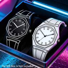 Unisex Quartz Watch With Round Dial, Casual Sports Style, Ideal For Daily Wear, Birthday Gift, Party, Gathering Or Holiday Celebration. No Gift Box Included. - 黑色 - 查看 7