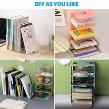 Marte Vanci Clear Acrylic File Sorter, Sturdy Desk File Organizer Shel F Book Holder Purse Handbag Clutch Divider File Folder Rack For Letter Cookbooks Home Office Kitchen Supplies 4 Sections (2 Pcs) - 2pack - 查看 9