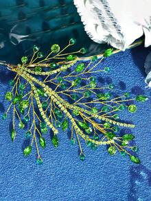 1 Stück elegantes Strass-Haarband, modisches Haaraccessoire für Frauen, geeignet für Hochzeit, Party, Feier - Grün - Übersicht 4