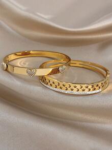 Bộ vòng tay bằng thép không gỉ mạ vàng 18K hình trái tim và mặt trăng sao thanh lịch, trang sức cao cấp dành cho nữ, thiết kế đính đá Zirconia và khoét rỗng, thích hợp cho Lễ tình nhân, tiệc tùng, dạ hội, hàng ngày, hẹn hò, lễ hội Mardi Gras, năm mới, đám cưới, đi biển, Giáng sinh, kỷ niệm, quà tặng thanh lịch cho mẹ, trang sức phong cách Boho, quà sinh nhật cho phù dâu. - Nhiều màu - Xem 7