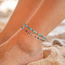 Natural Stone Beaded Anklets Bracelets For Women Handmade Beaded Anklet Bracelet Waterproof Boho Beads Ankle Bracelet Adjustable Summer Jewelry - 混合顏色 A - 查看 4