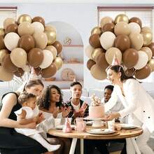 20/40 pièces Ensemble de ballons marron et or de 10 pouces, beige vintage, tons de peau et or métallique, convient pour la rentrée scolaire, anniversaire, mariage, décoration intérieure/extérieure, baby shower, décoration de ballons, fête de ballons, toile de fond photo, décoration nature morte au printemps et en automne - Multicolore - Voir 4