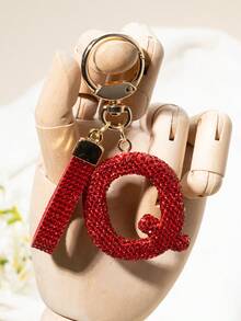 1个字母钥匙扣吊坠，镶钻装饰，手提包挂饰，礼物