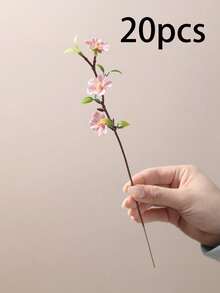 20支人造粉色桃花枝，适合情人节装饰、户外花艺布置、家居卧室、餐厅、阳台、派对装饰 - 粉色 - 查看 7