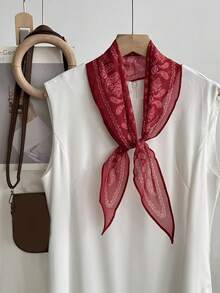 女士菱形真丝围巾，轻盈柔软，不规则设计，休闲时尚，日常多功能系带腰带手提包，女士颈部夏季外出礼物 - 彩色 - 查看 16