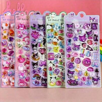 3D立体浮雕贴纸，防水可爱卡通女孩装饰贴纸，趣味装饰贴纸，适用于平板电脑、手机、水瓶、桌面、移动设备、礼品、办公室，用途广泛，适合儿童（颜色可能略有差异，随机发货）