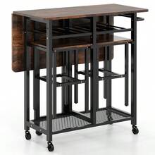 COSTWAY 3 Piece Dining Table Set Extendable Kitchen Table Folding Breakfast Table - Coffee - View 1