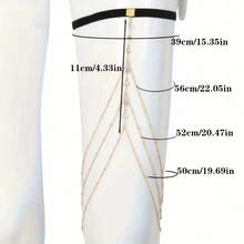 女士多层闪亮水晶水钻大腿链，金色和银色可选，营造海滩度假风情，新娘腿部饰品，时尚腿部配饰 - 彩色 - 查看 3