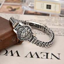 1pc Exquisite Green-Eyed Lion Bracelet, Vintage Punk Style Handmade Woven Chain, Versatile Retro Fashion Accessory - E336 - View 3