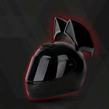 Women's Motorcycle Full Face Helmet With Cat Ears Design, Comes With Bow Accessory - Pink - View 8