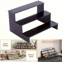 3-Tier Black Acrylic Display Shelf - Heavy Duty Appearance Lightweight Tabletop Storage Rack, Space-Saving Makeup Organizer Rack - Figurine, Toy Display Shelf - Multicolor - View 3