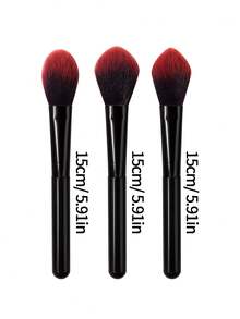 3pcs Travel Makeup Brush Set, Soft Fiber Blush Brush, Powder Brush, Highlighter Brush, Ideal For Beginners And Professionals - Black - View 8