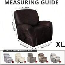 Trugenix-Recliner Sofa Covers - Leather Like Recliner Sofa Covers 3 Seater Recliner Couch Covers For 3 Cushion Couch 8 Pieces Washable Stretch Reclining Sofa Slipcovers (Brown)-GP - 02-巧克力 - 查看 2