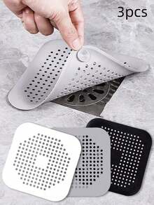 3pcs Square Silicone Drain Plug, Suitable For Bathroom, Bathtub And Kitchen, Easy To Install And Clean - Multicolor - View 4