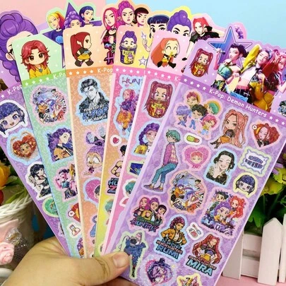 Mattel 20pcs Random Color Korean Cartoon Witch Hunting Laser Stickers, DIY Scrapbooking Decorative Stickers
