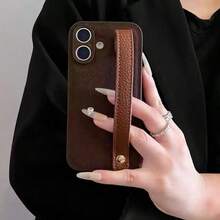 钥匙扣挂绳奢华新月图案腕带棕色手机壳，兼容 17 Pro Max、17 Pro、17、16、15、14、13、12、11 Pro Max Plus，优雅柔软的女士后盖 - 棕色 - 查看 2