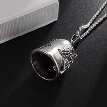 1pc Men's Motorcycle Bell Pendant Necklace, Suitable For Daily Wear - Silver - View 4