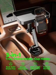 REMAX 三合一杯架扩展器，带360°可调节手机支架，通用快装车载配件，适用于2.5英寸至3.7英寸杯架，旅行必备车载用品，车载收纳神器 - CP2007-S5 - 查看 1