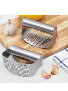 1pc Practical Multifunctional Shiny Silver Stainless Steel Garlic Press, Made Of Durable High-Hardness Stainless Steel, Suitable For Pressing Garlic/Ginger, Ideal For Home Kitchen, Baking, Party Catering, Travel & Camping, Manual Garlic Ginger Press, Kitchen Seasoning Tool, Versatile Garlic Press, Father's Day/New Year/Birthday Gift - 彩色 - 查看 3