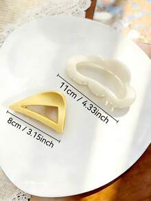 2 piezas/1 pieza Pinzas para el cabello de mujer con diseño de nube blanca y triángulo amarillo de plástico, de moda y versátiles, elegantes y minimalistas, pinzas de unicolor, adecuadas para uso diario, casual, fiesta, playa, vacaciones, peinado, lavado de cara/cabello, maquillaje, accesorios de vestir, pinzas para el cabello de otoño, accesorios para el cabello de otoño, pinzas para el cabello de invierno, pinzas para el cabello de primavera, pinzas para el cabello de verano - Multicolor - Ver 2