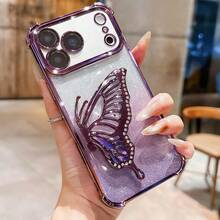 耐摔防摔手機殼 適用於 iPhone 17 透明時尚電鍍 避震氣囊流沙蝴蝶支架手機殼 適用於 iPhone 17/6/7/8/X/XS/XR/11/12/13/14/15/16/16e, Galaxy S22/23/24/25/S24 FE/S25 EDGE, A04/05/06/A07/A14/A15/A16/A17/A24/A25/A34, Note 9/10/11/12/13 , 9/10/12/13C 14C, MOTO, Honor X, HW, RENO C53 C55 - 紫色 - 查看 3