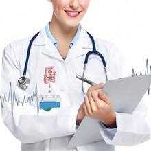 Glitter Acrylic Retractable Badge Reel - Nurse Doctor Student ID Clip - Hồng - Xem 4